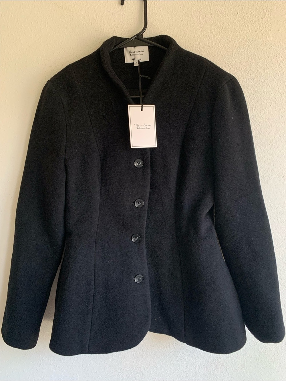 Nara Smith X Reformation Morning Doug Coat NWT Medium Wool Black